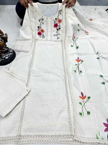 Summer Special Jaipuri Schiffli Cotton Kurta Set