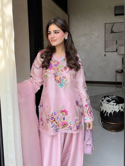 Designer Embroidered Farsi Salwaar Suit with Dupatta