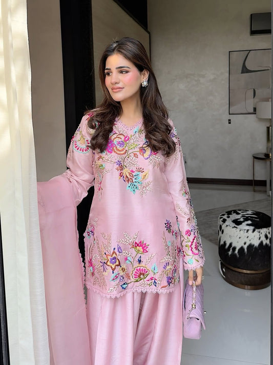 Designer Embroidered Farsi Salwaar Suit with Dupatta
