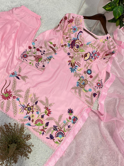 Designer Embroidered Farsi Salwaar Suit with Dupatta