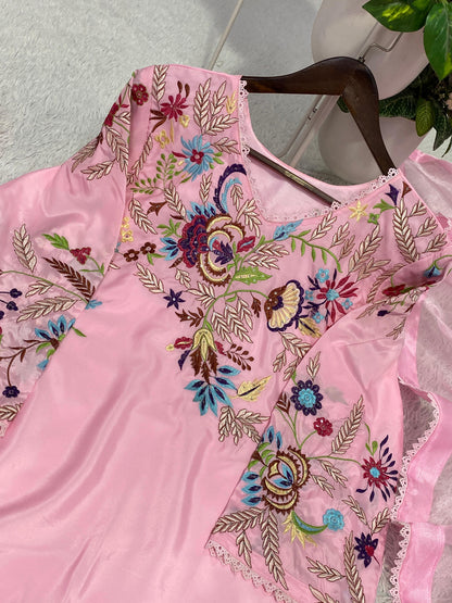 Designer Embroidered Farsi Salwaar Suit with Dupatta