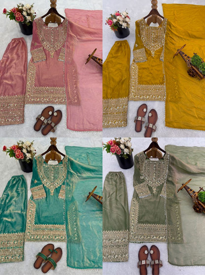 Designer Fendy Silk Sharara Set