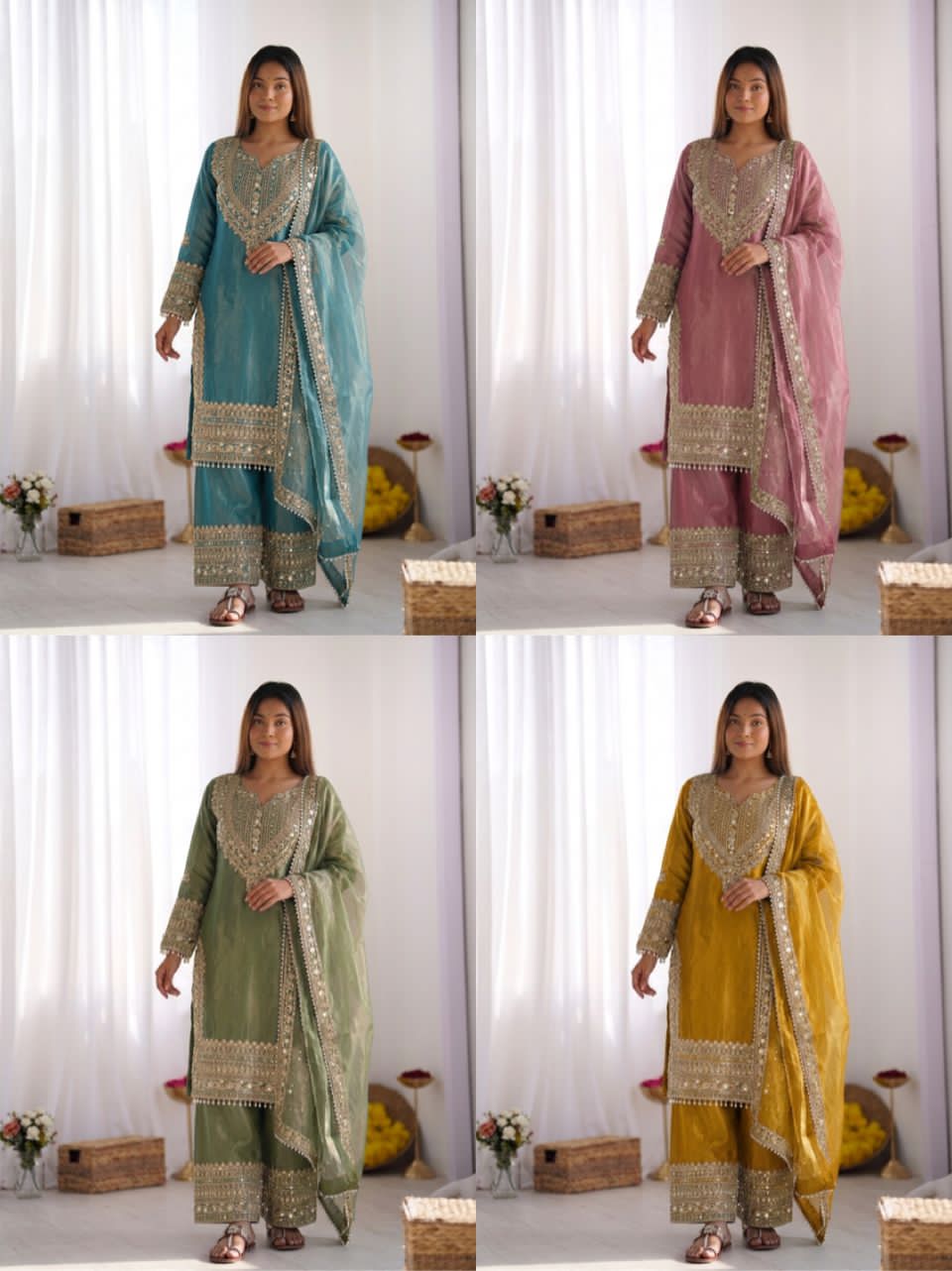 Designer Fendy Silk Sharara Set