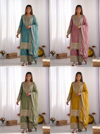 Designer Fendy Silk Sharara Set
