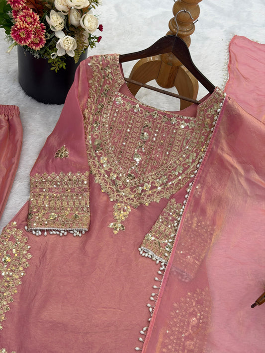 Designer Fendy Silk Sharara Set