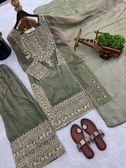 Designer Fendy Silk Sharara Set
