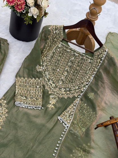 Designer Fendy Silk Sharara Set
