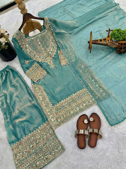 Designer Fendy Silk Sharara Set