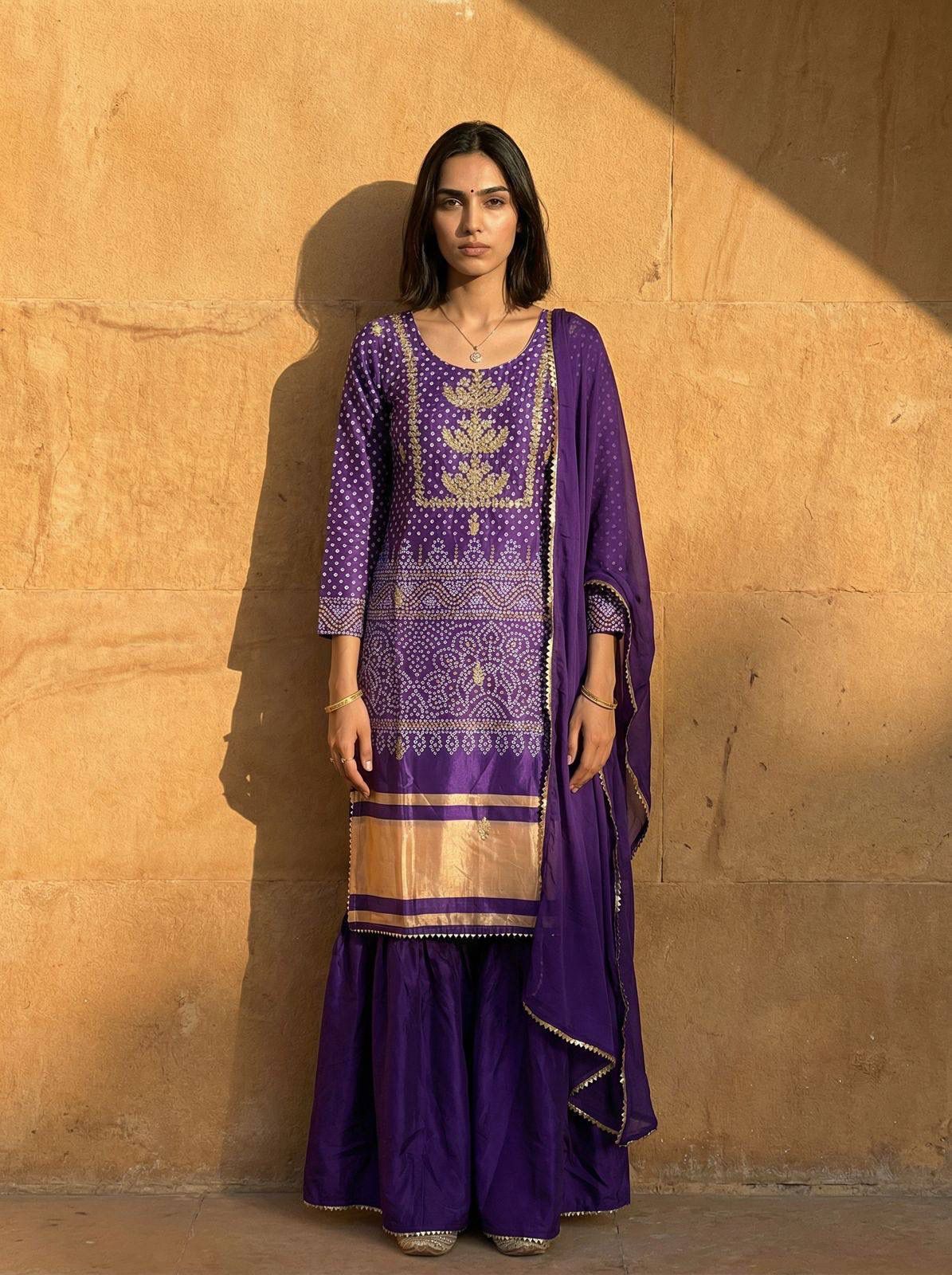 Bandhani-inspired Chinon Kurta Set
