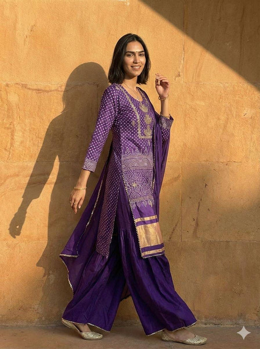 Bandhani-inspired Chinon Kurta Set
