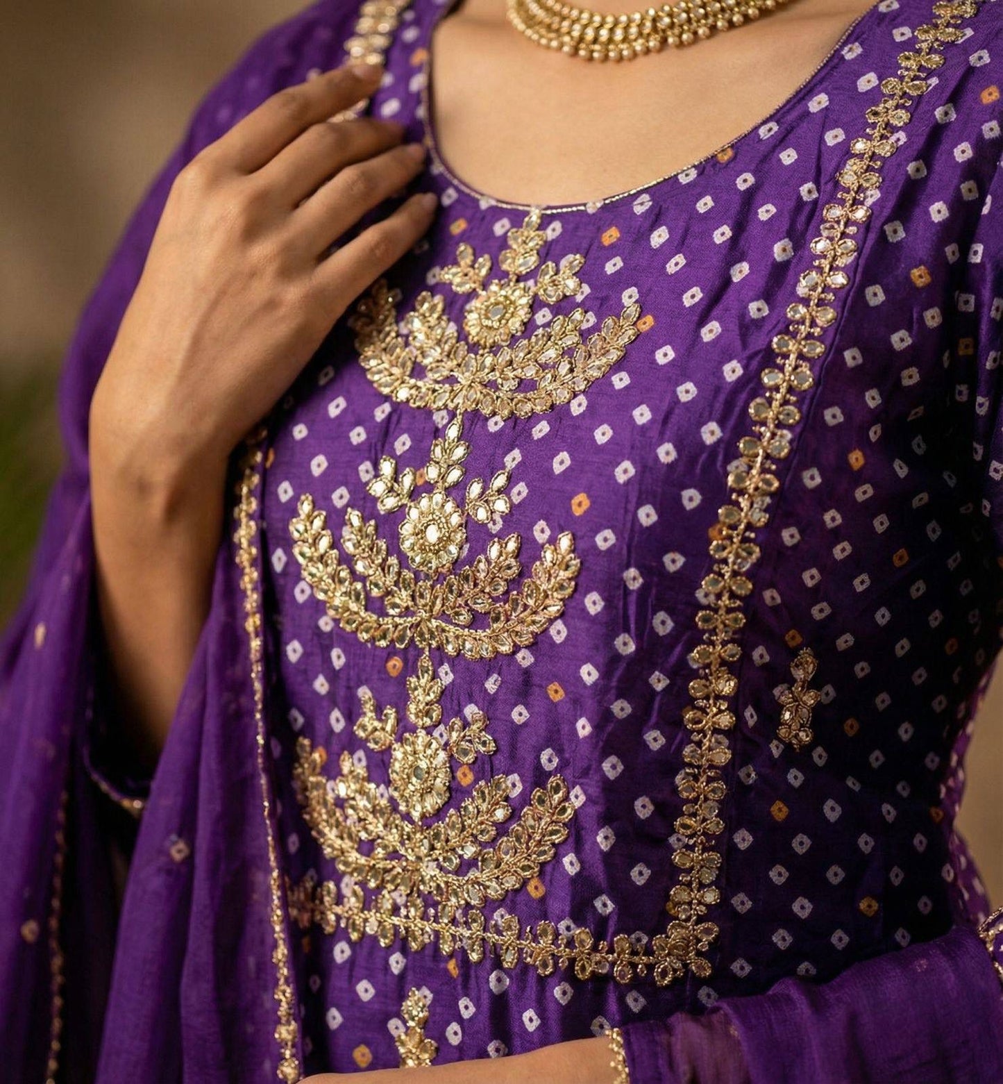 Bandhani-inspired Chinon Kurta Set
