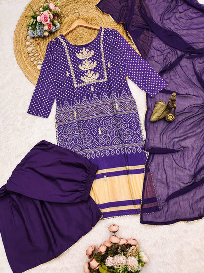 Bandhani-inspired Chinon Kurta Set