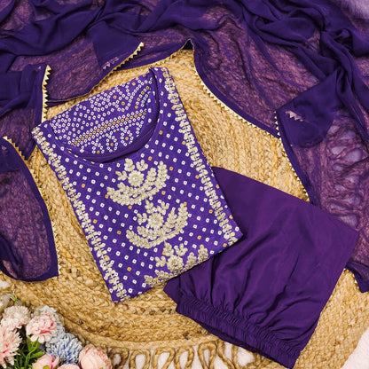 Bandhani-inspired Chinon Kurta Set