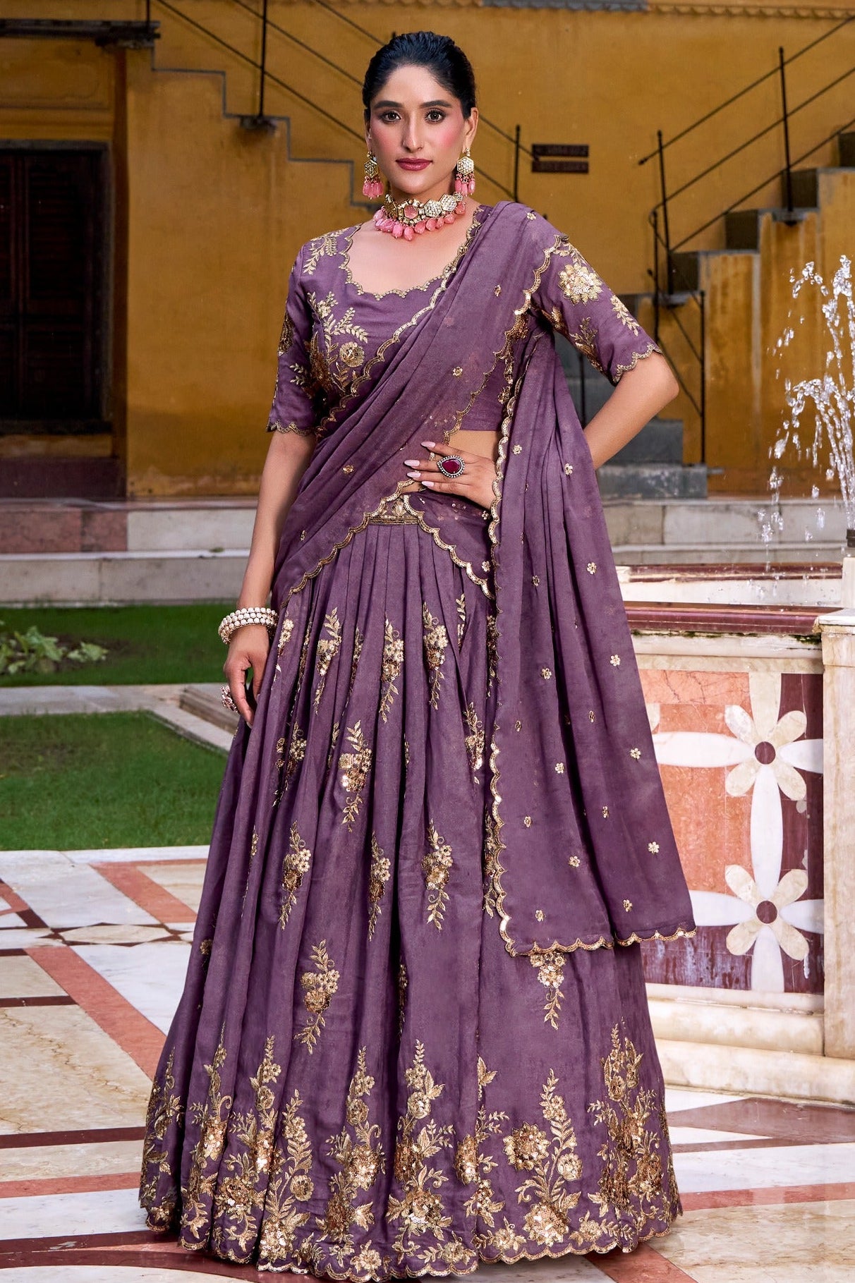 Premium Chocolate Crush Embroidered Lehenga Set