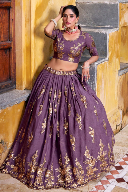 Premium Chocolate Crush Embroidered Lehenga Set