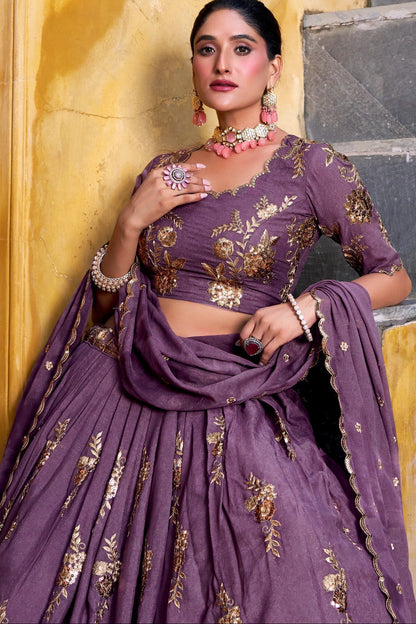 Premium Chocolate Crush Embroidered Lehenga Set