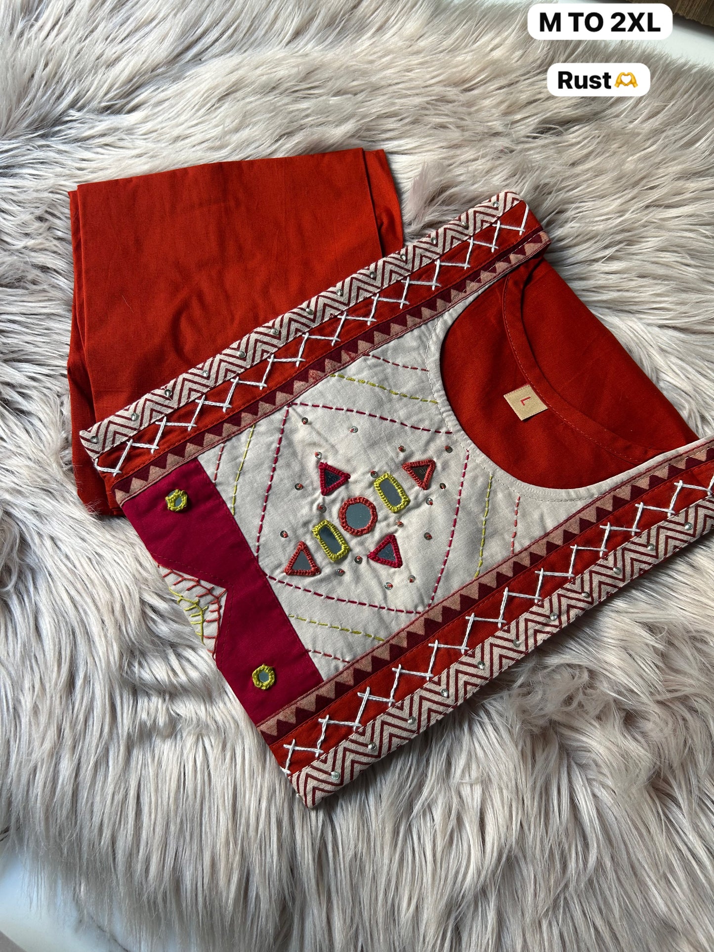 Elegant Embroidered Dhabu Cotton Co-ord Set
