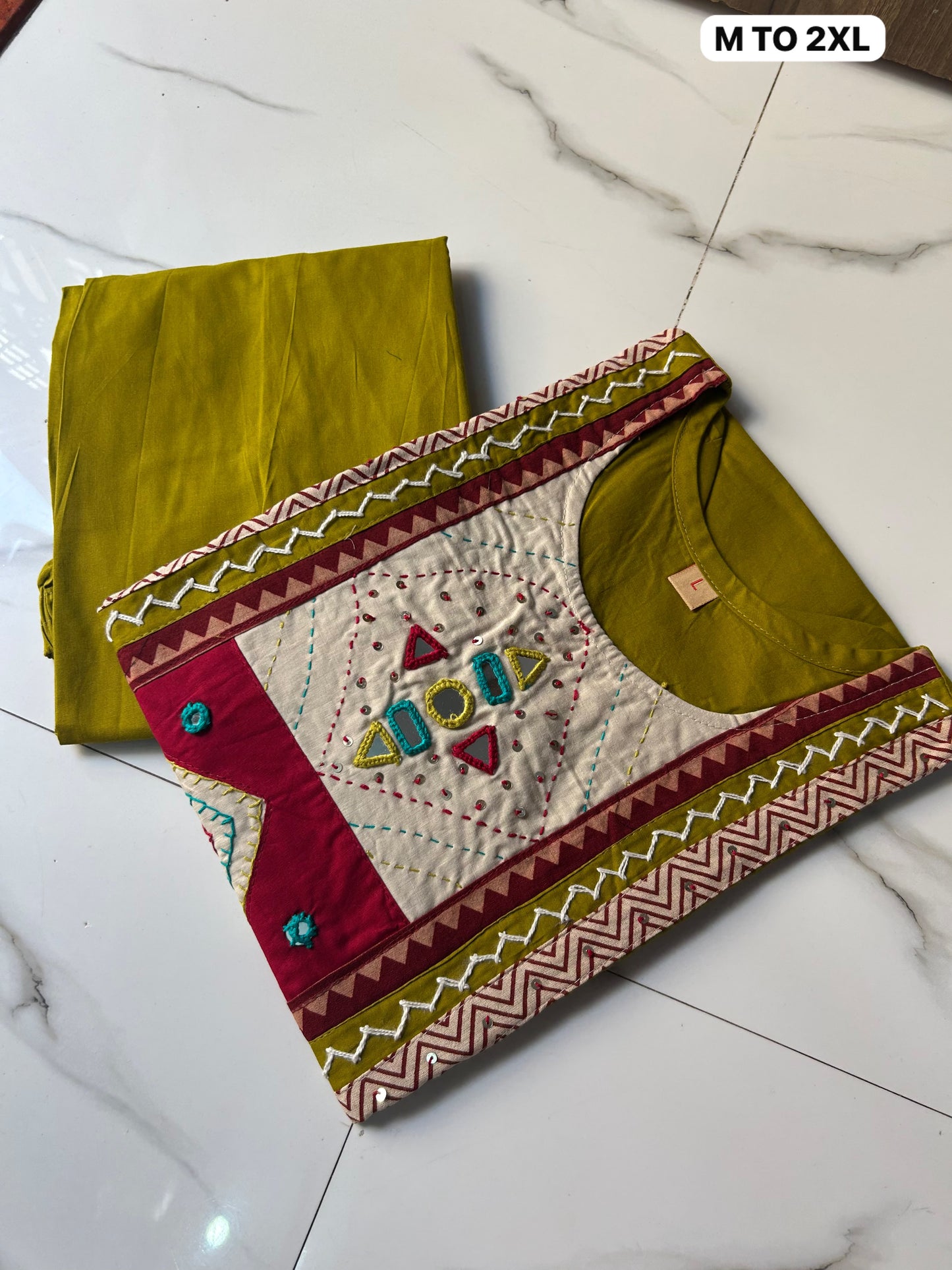 Elegant Embroidered Dhabu Cotton Co-ord Set