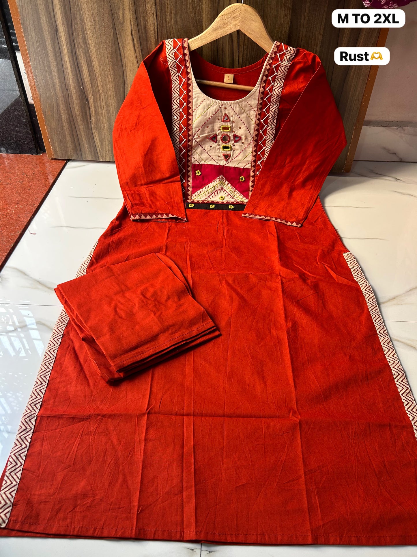 Elegant Embroidered Dhabu Cotton Co-ord Set