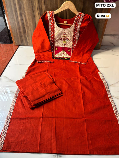 Elegant Embroidered Dhabu Cotton Co-ord Set