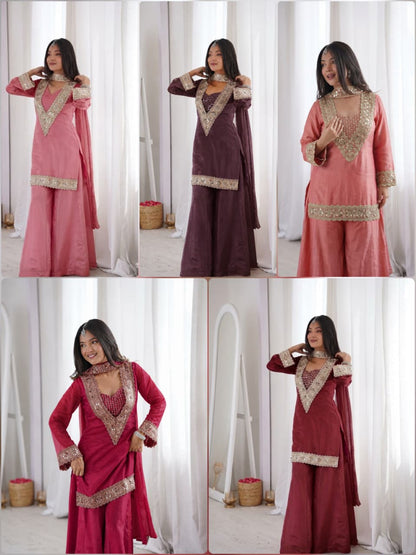 Premium Chinon 4-piece Sharara Suit Set