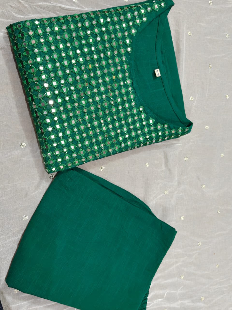 Stylish Green Mirrored Cotton Co-Ord Set