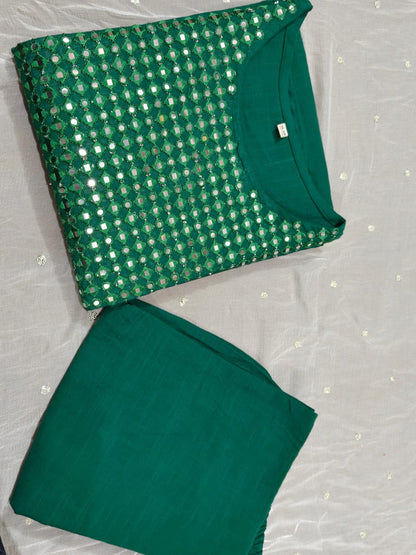 Stylish Green Mirrored Cotton Co-Ord Set