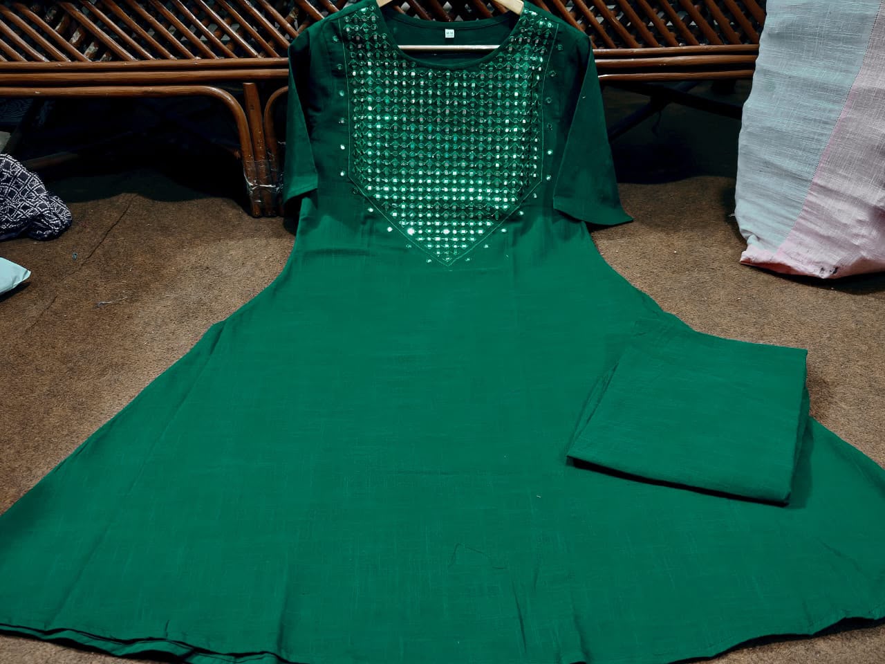 Stylish Green Mirrored Cotton Co-Ord Set