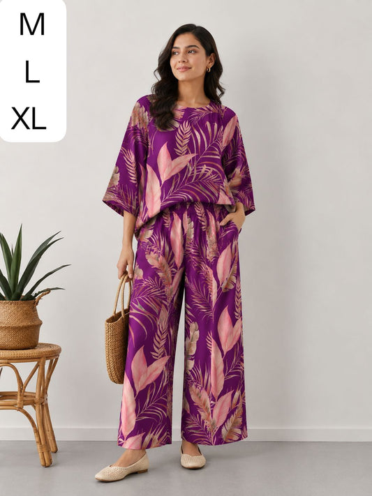 Trendy Wine Top And Plazo Co-Ord Set