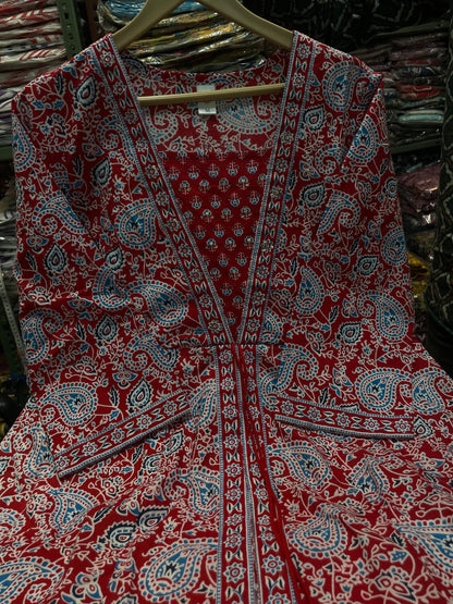 Graceful Embroidered Anarkali Cotton Kurta Set