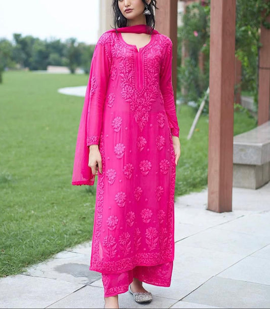 Designer Georgette Suit with Palazzo And Dupatta