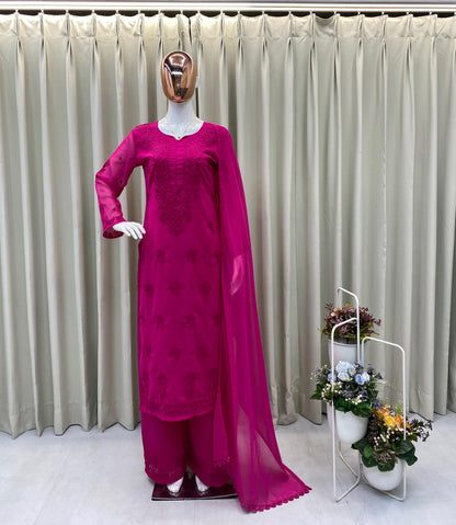 Designer Georgette Suit with Palazzo And Dupatta