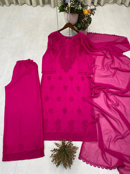 Designer Georgette Suit with Palazzo And Dupatta