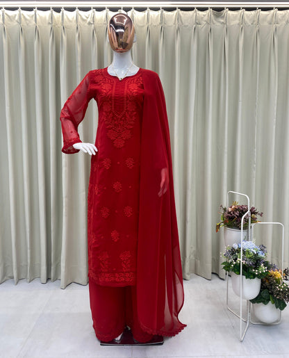 Designer Georgette Suit with Palazzo And Dupatta