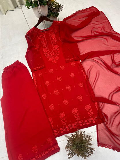 Designer Georgette Suit with Palazzo And Dupatta