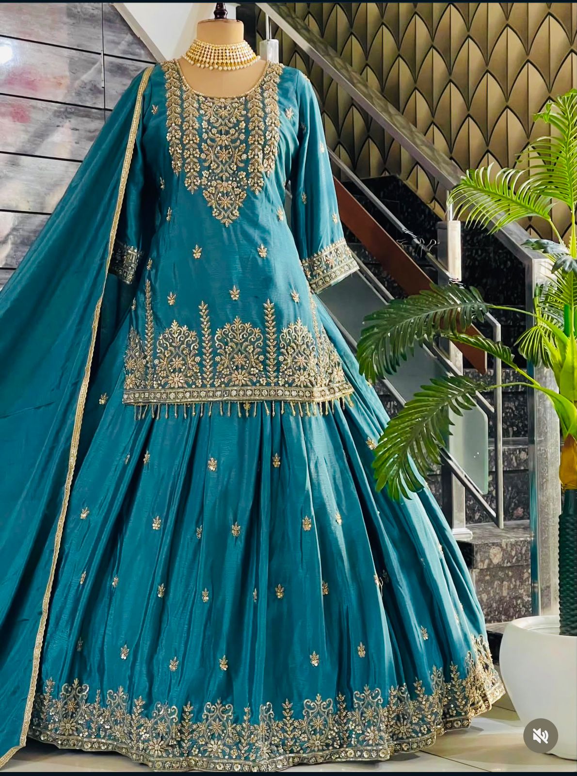 Trending Chinon Silk Top, Lehenga & Dupatta Set