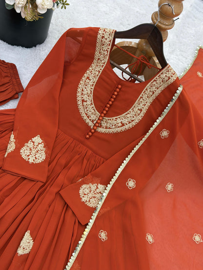 Blooming Georgette Anarkali Kurta With Intricate Coding Work