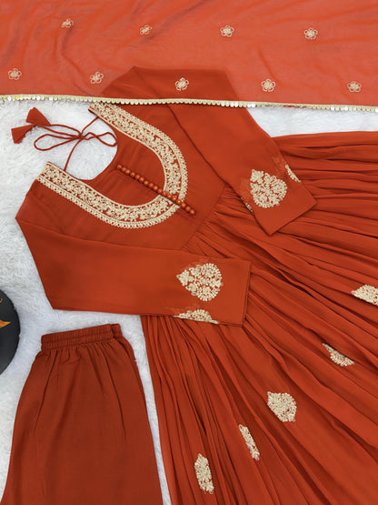 Blooming Georgette Anarkali Kurta With Intricate Coding Work