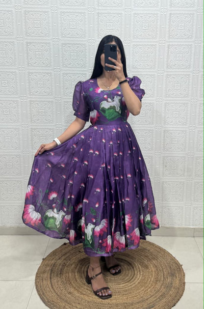 Graceful Printed Kota Dress in 3 Colours