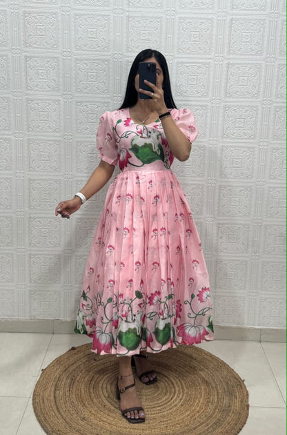 Graceful Printed Kota Dress in 3 Colours