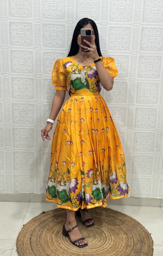 Graceful Printed Kota Dress in 3 Colours
