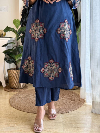 Elegant Pintex And Handwork A-Line Cotton Kurta Set