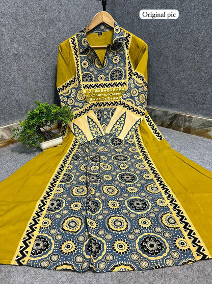 Elegant One-Piece Gown Style Cotton Kurta