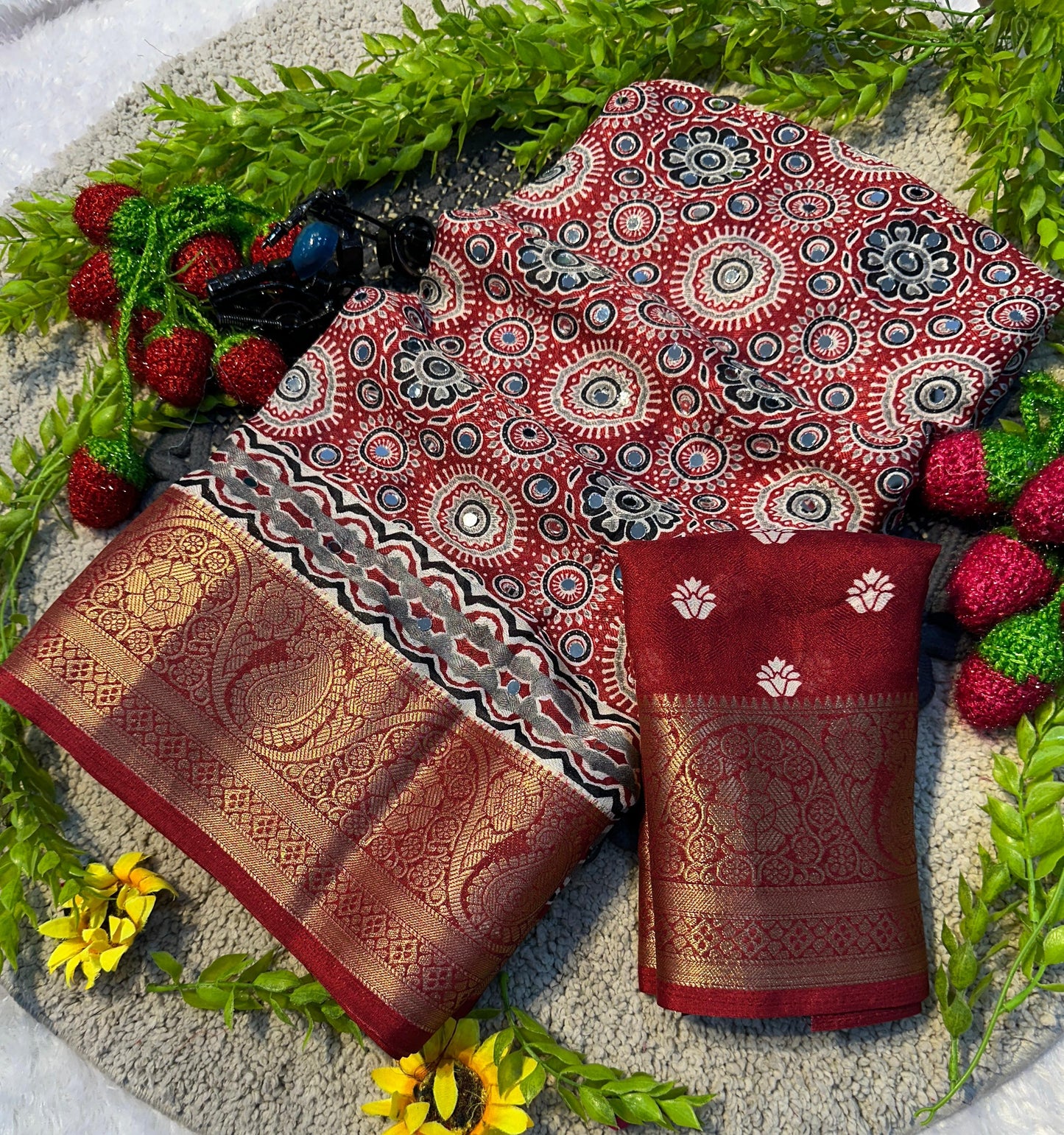 Premium Soft Georgette Mirror Work Saree