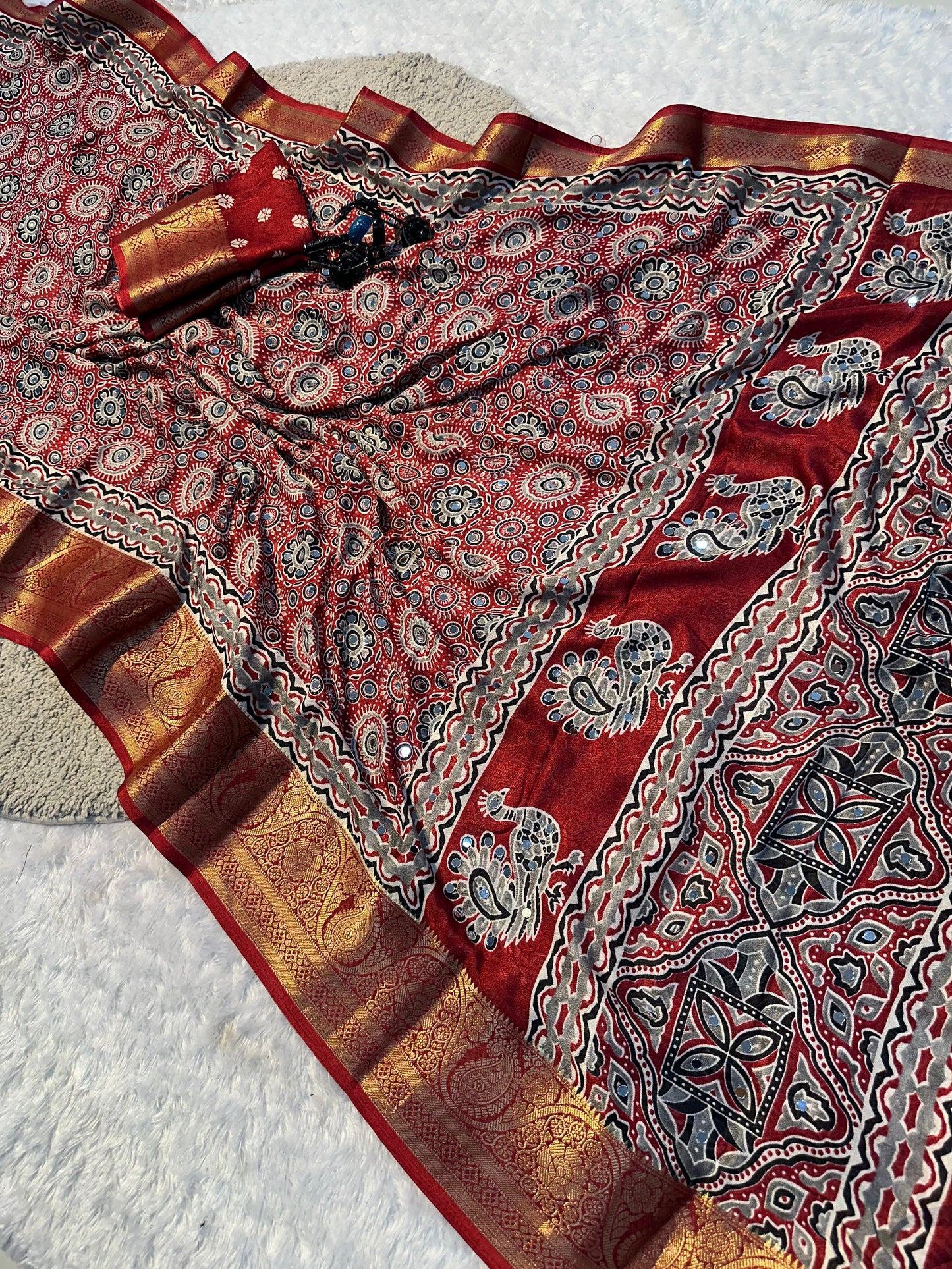 Premium Soft Georgette Mirror Work Saree