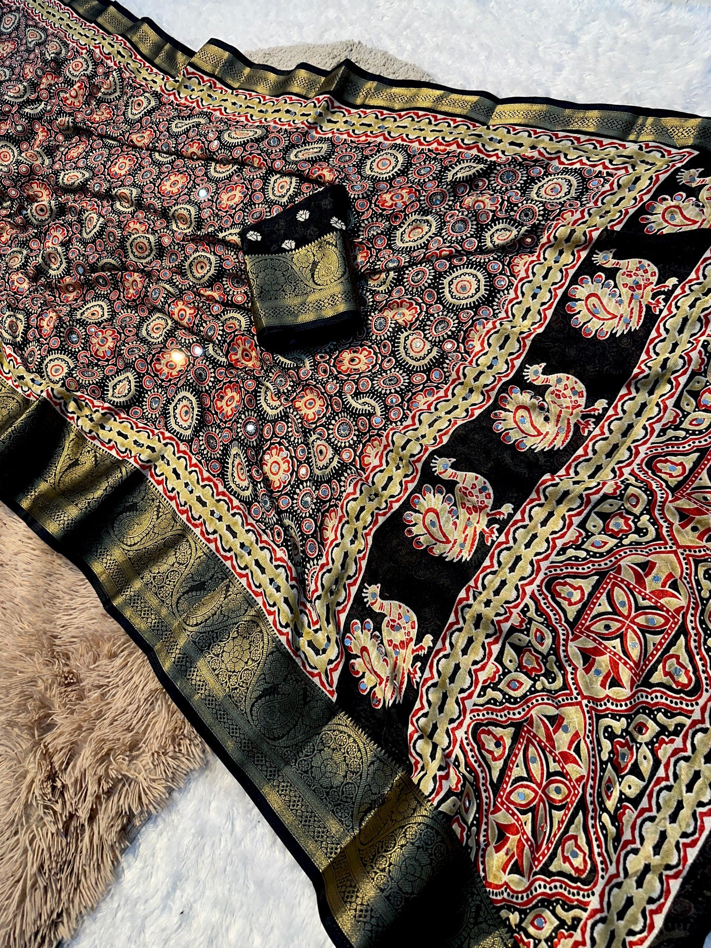 Premium Soft Georgette Mirror Work Saree