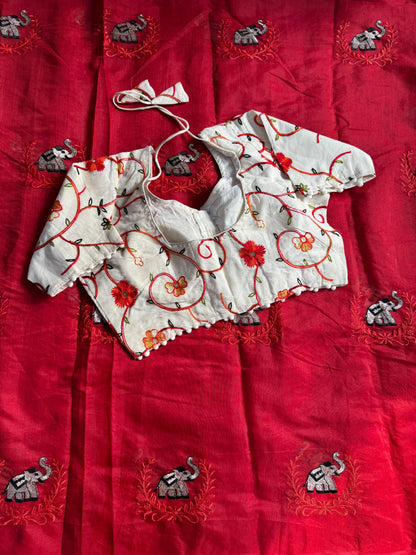 Graceful Elephant Design Chanderi Silk Saree