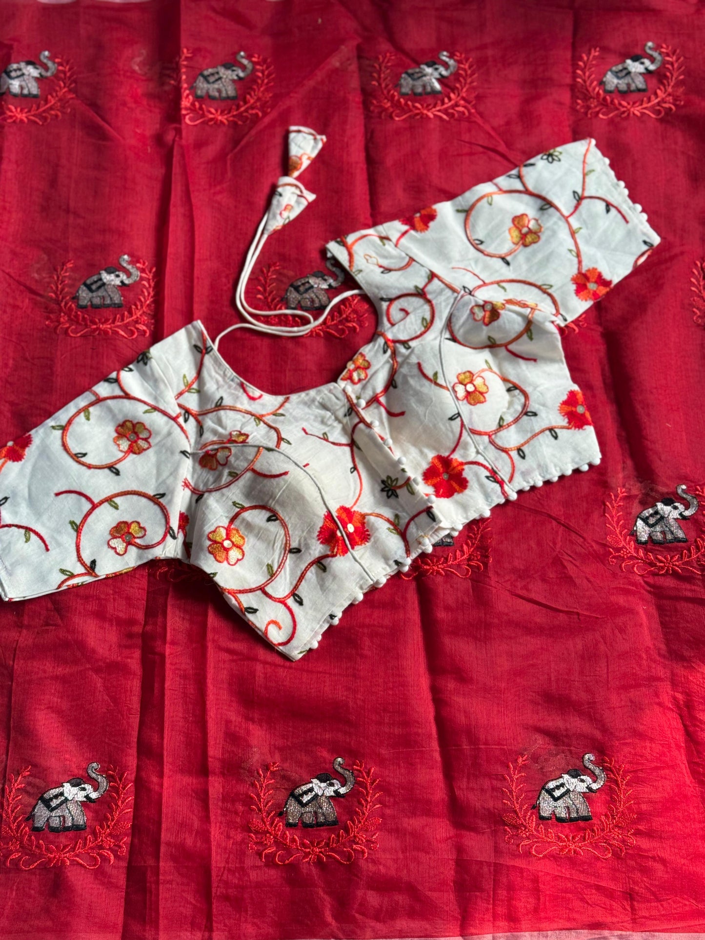Graceful Elephant Design Chanderi Silk Saree