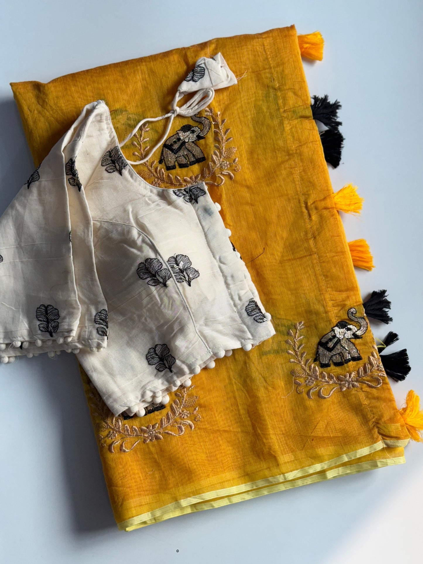 Graceful Elephant Design Chanderi Silk Saree