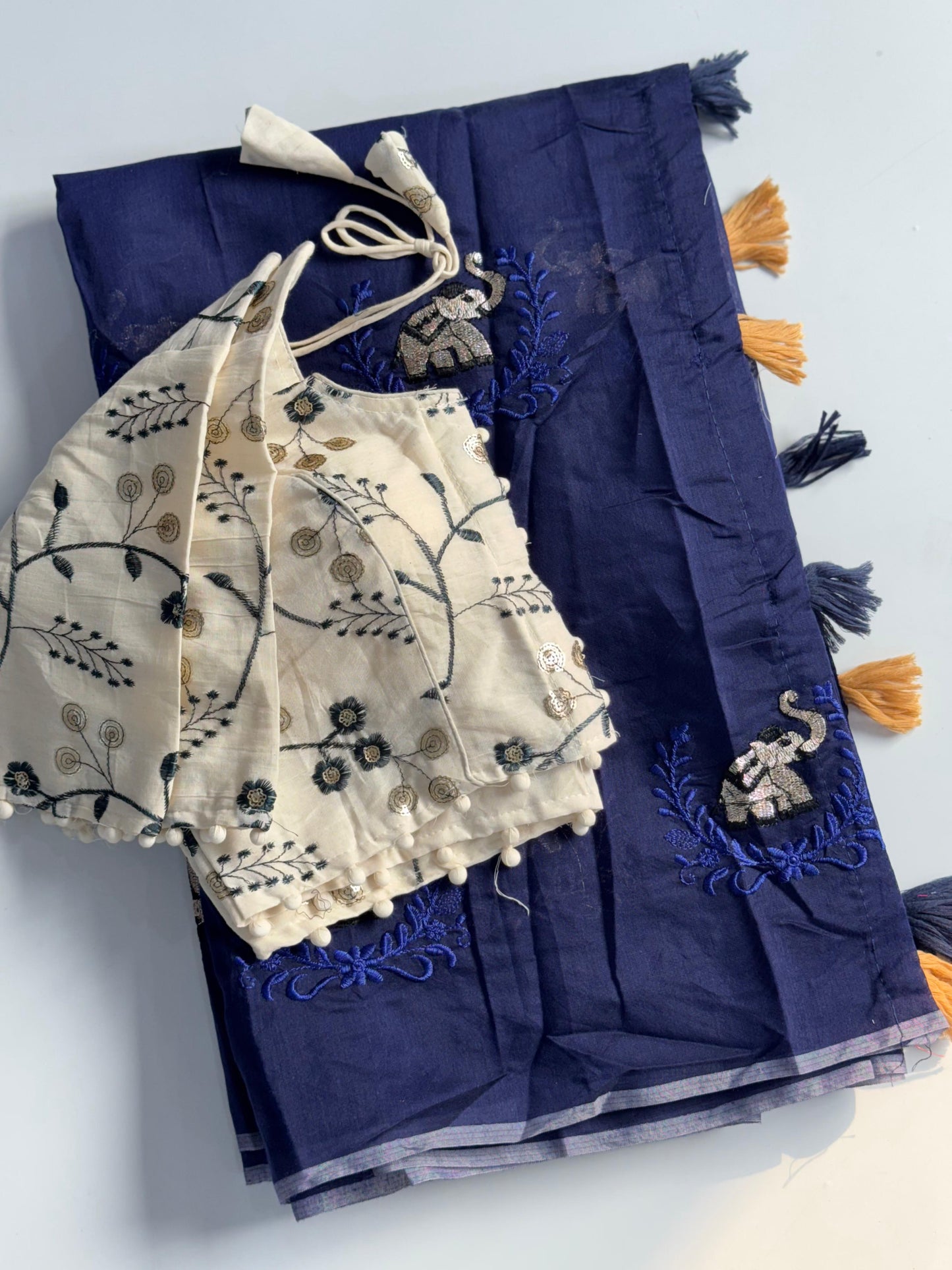 Graceful Elephant Design Chanderi Silk Saree